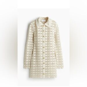 H&M Cream  crotchet Lace Long Sleeve Dress